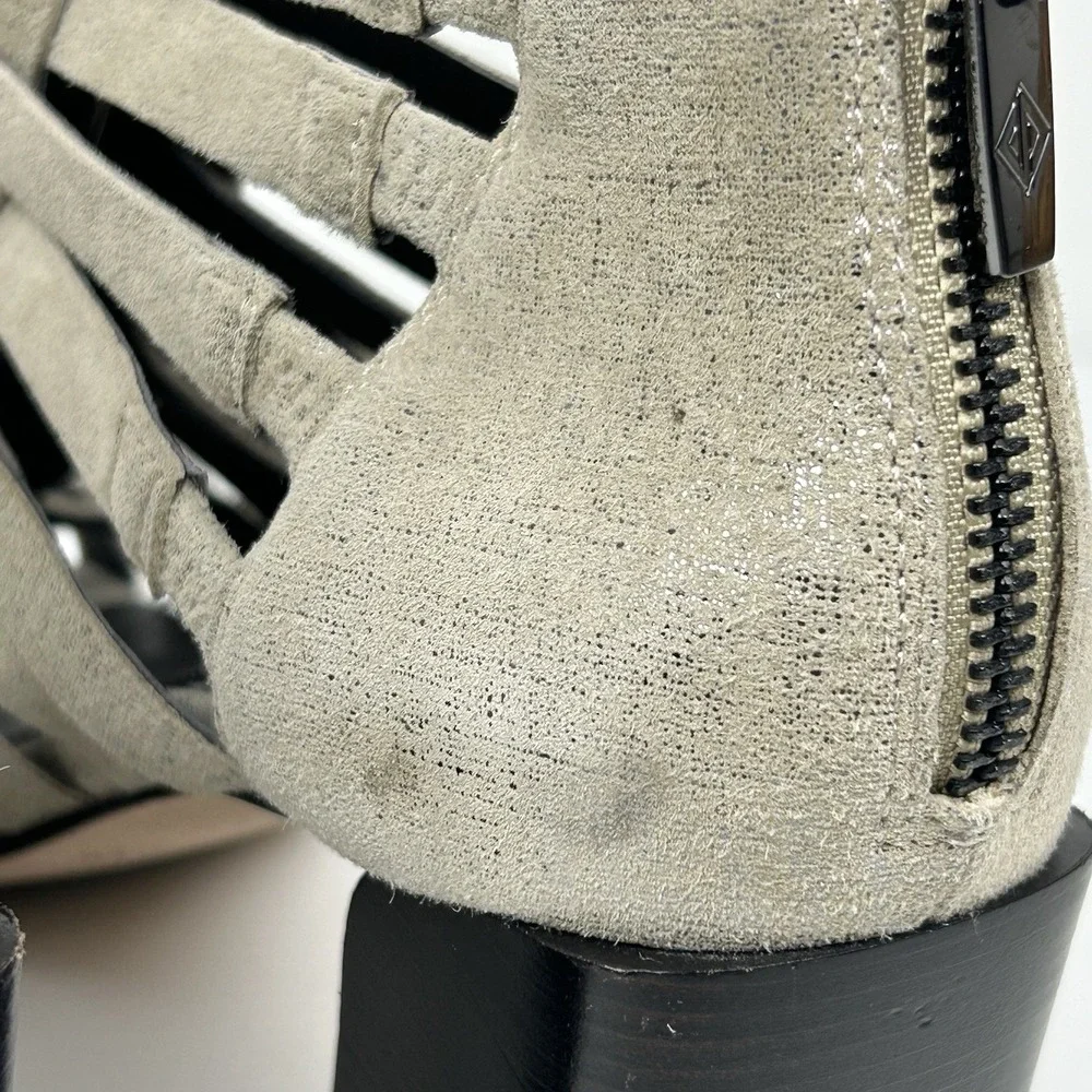 Donald Pliner Size 7.5 Pixee Metallic Suede Heel Sandals NEW Gladiator Cage $149